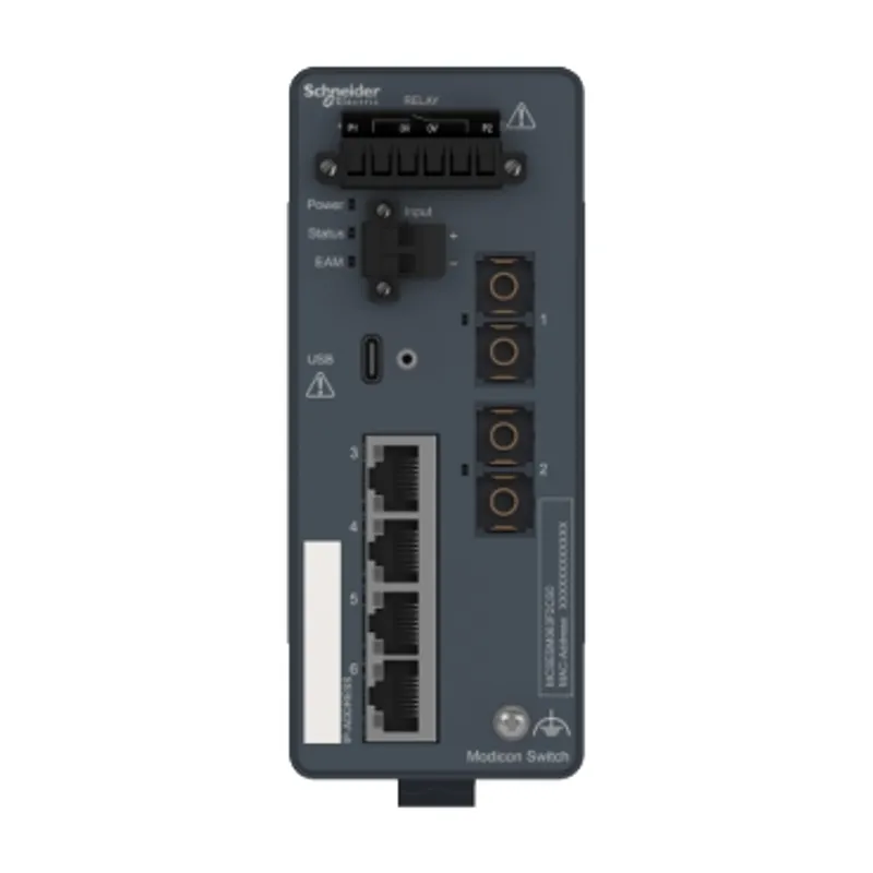 network switch, Modicon Networking, managed, 4 ports for copper with 2 port for fiber optic, singlemode — photo 7 of 7