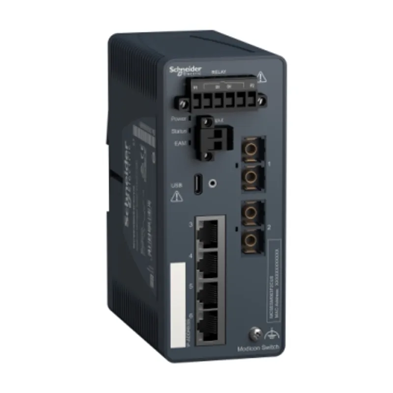network switch, Modicon Networking, managed, 4 ports for copper with 2 port for fiber optic, multimode — photo 1 of 7