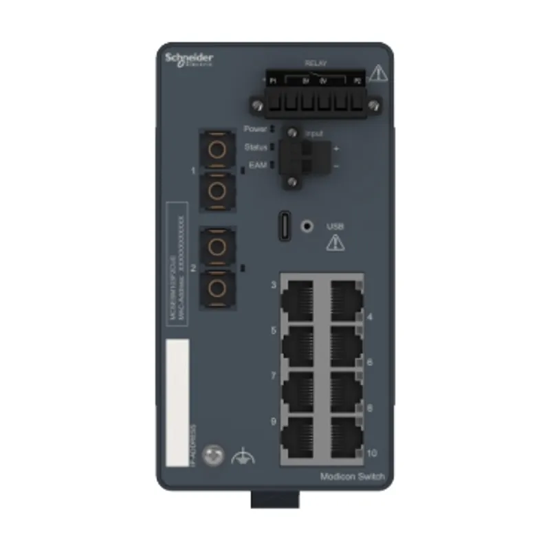 network switch, Modicon Networking, managed, 8 ports for copper with 2 ports for fiber optic, multimode — photo 7 of 7