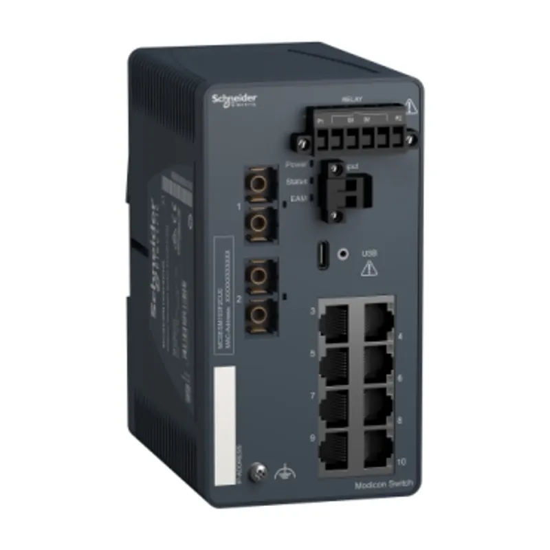 network switch, Modicon Networking, managed, 8 ports for copper with 2 ports for fiber optic, multimode — photo 1 of 7