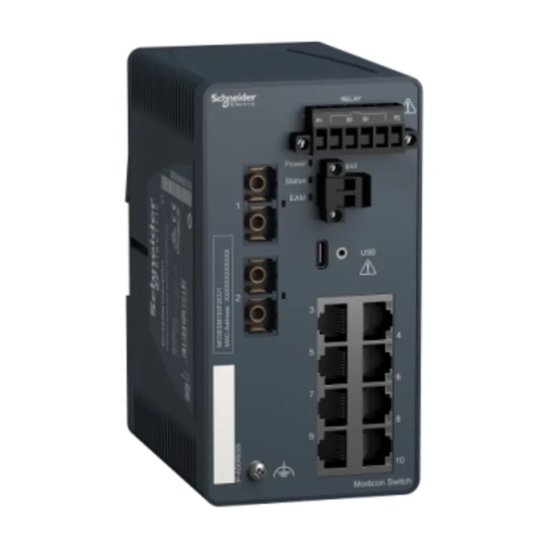 Modicon Extended Managed Switch - 8 ports for copper + 2 ports for fiber optic multimode — photo 1 of 7