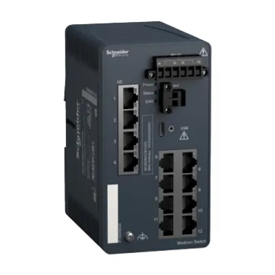 Modicon Managed Switch - 8 ports for copper + 4 Gigabit ports for copper