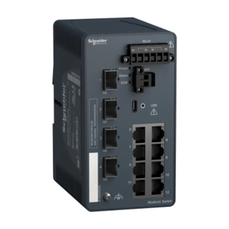 network switch, Modicon Networking, managed, 8 ports for copper with 4Gigabit SFP — photo 1 of 7