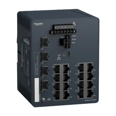 network switch, Modicon Networking, managed, 16 ports for copper with 4Gigabit SFP