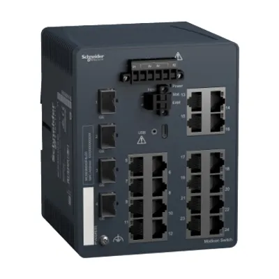 network switch, Modicon Networking, managed, 20 ports for copper with 4Gigabit SFP
