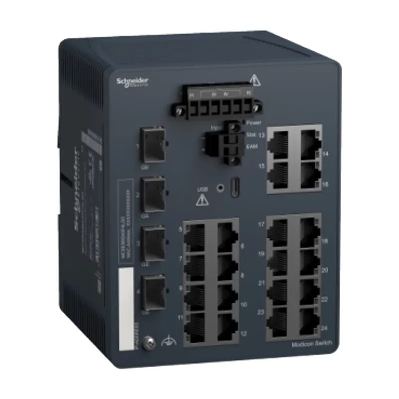 network switch, Modicon Networking, managed, 20 ports for copper with 4Gigabit SFP — photo 1 of 7
