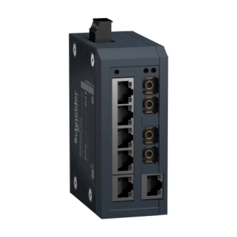 network switch, Modicon Networking, standard unmanaged, 6 ports for copper with 2 ports for multimode fiber optic — photo 1 of 7