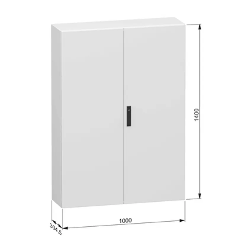 Double plain steel door, PanelSeT CRN, without mounting plate, 1400x1000x300mm, IP55, IK10, RAL7035 — photo 2 of 3