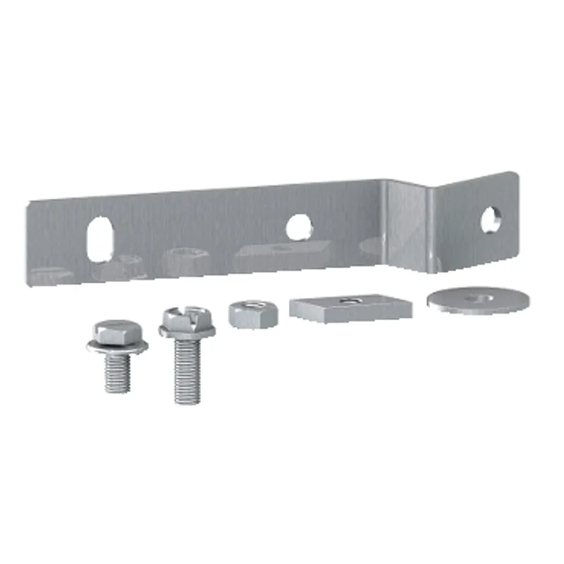 Set of 2 combined fixing brackets for earthing collector bar and DIN rail.