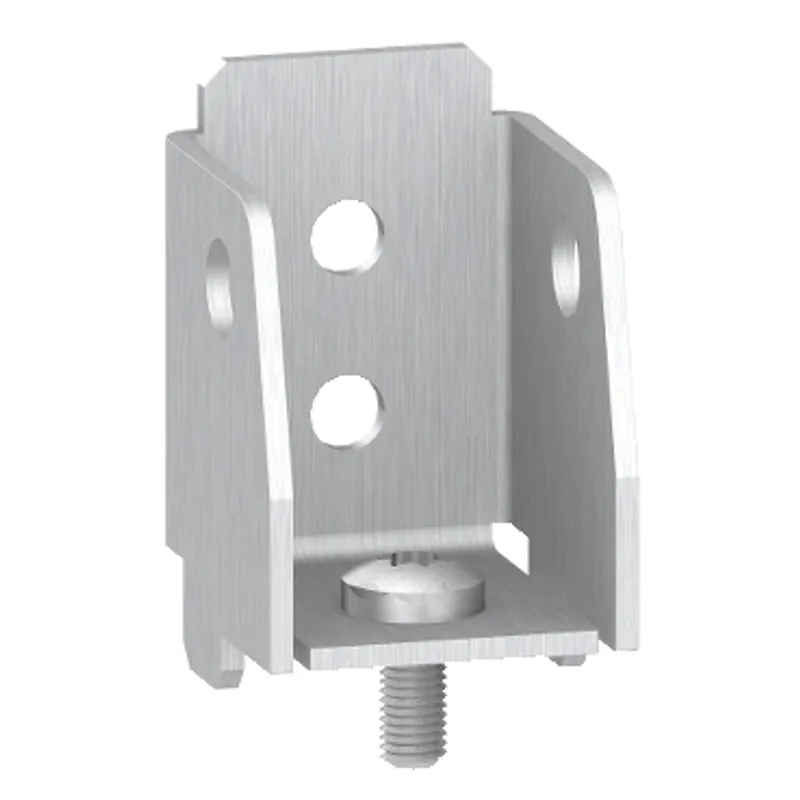 Fixing brackets for internal fixing of vertical rails at the same level of base
