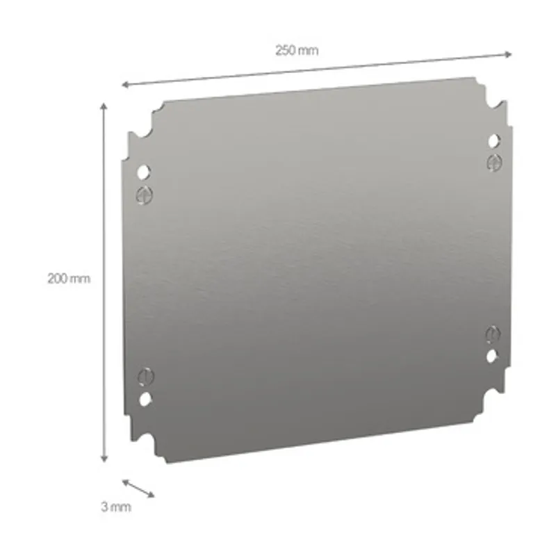 Plain mounting plate H300xW250mm made of galvanised sheet steel — photo 2 of 2