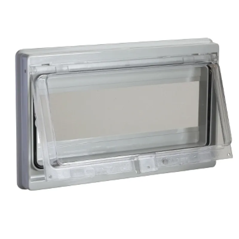 Modular front panel with sealed window. Opening 46 x180mm (10 modules).