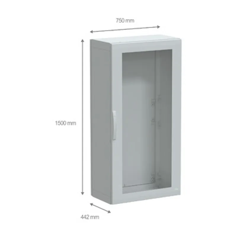 Floor standing polyester enclosure, PanelSeT PLA, glazed door, completely sealed, 1500x750x420mm, IP65, IK08 — photo 2 of 4
