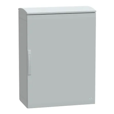 Floor standing polyester enclosure, PanelSeT PLA, plain door, ventilated canopy, 1000x750x420mm, IP44, IK10