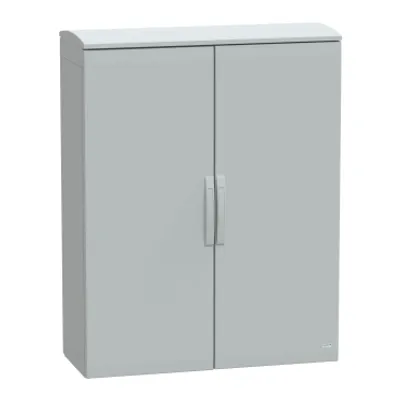 Floor standing polyester enclosure, PanelSeT PLA, plain door, ventilated canopy, 1250x1000x420mm, IP44, IK10
