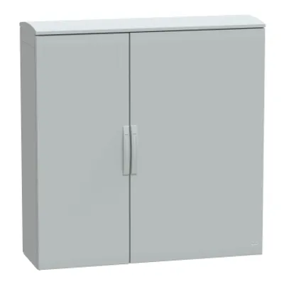 Floor standing polyester enclosure, PanelSeT PLA, plain door, ventilated canopy, 1250x1250x420mm, IP44, IK10