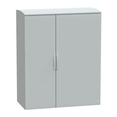 Floor standing polyester enclosure, PanelSeT PLA, plain door, ventilated canopy, 1500x1250x620mm, IP44, IK10