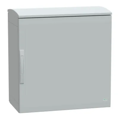 Floor standing polyester enclosure, PanelSeT PLA, plain door, ventilated canopy, 750x750x420mm, IP44, IK10