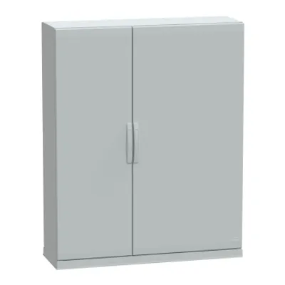 Floor standing polyester enclosure, PanelSeT PLA, plain door, open bottom, 1500x1250x420mm, IP54, IK10