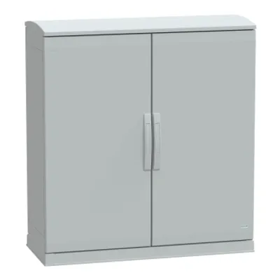 Floor standing polyester enclosure, PanelSeT PLA, open bottom, ventilated canopy, 1000x1000x420mm, IP44, IK10