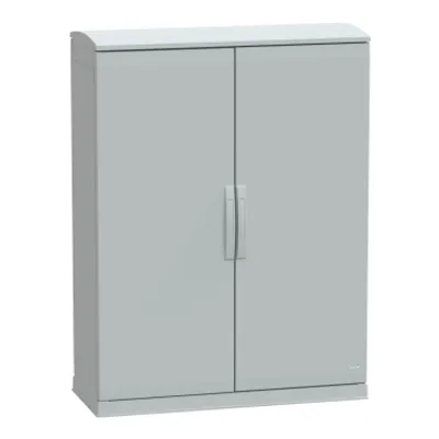 Floor standing polyester enclosure, PanelSeT PLA, open bottom, ventilated canopy, 1250x1000x420mm, IP44, IK10
