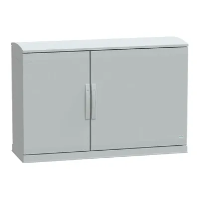 Floor standing polyester enclosure, PanelSeT PLA, open bottom, ventilated canopy, 750x1250x420mm, IP44, IK10