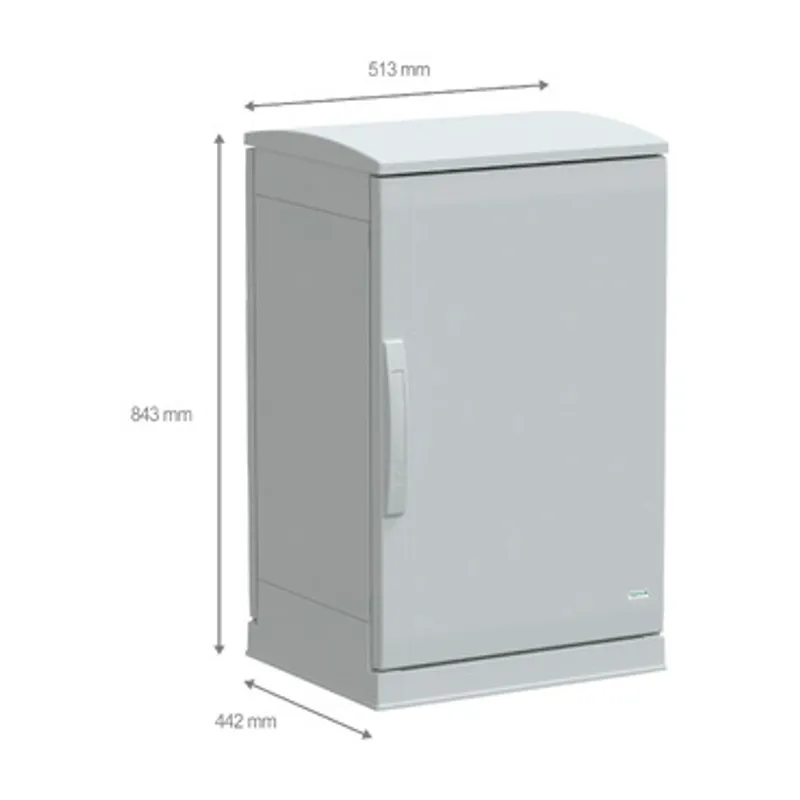 Floor standing polyester enclosure, PanelSeT PLA, open bottom, ventilated canopy, 750x500x420mm, IP44, IK10 — photo 2 of 4