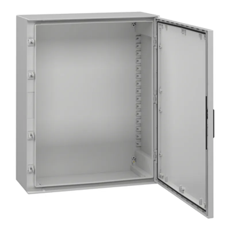 Wall mounted polyester enclosure, PanelSeT PLM, plain door, with bakelite plate, 1056x852x350mm, IP66, IK10, RAL 7035 — photo 5 of 7