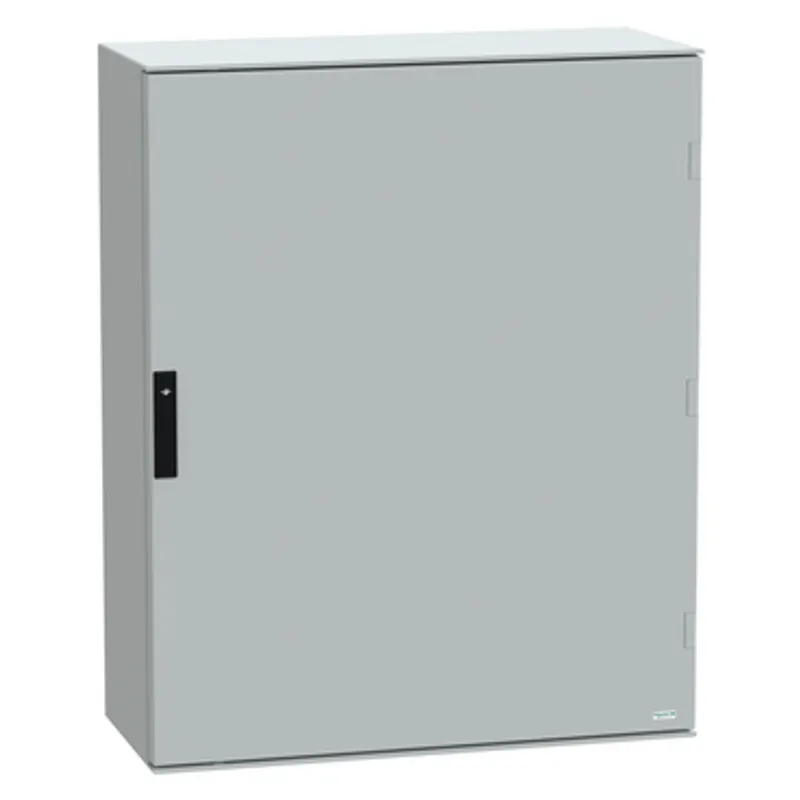 Wall mounted polyester enclosure, PanelSeT PLM, plain door, with bakelite plate, 1056x852x350mm, IP66, IK10, RAL 7035 — photo 1 of 7