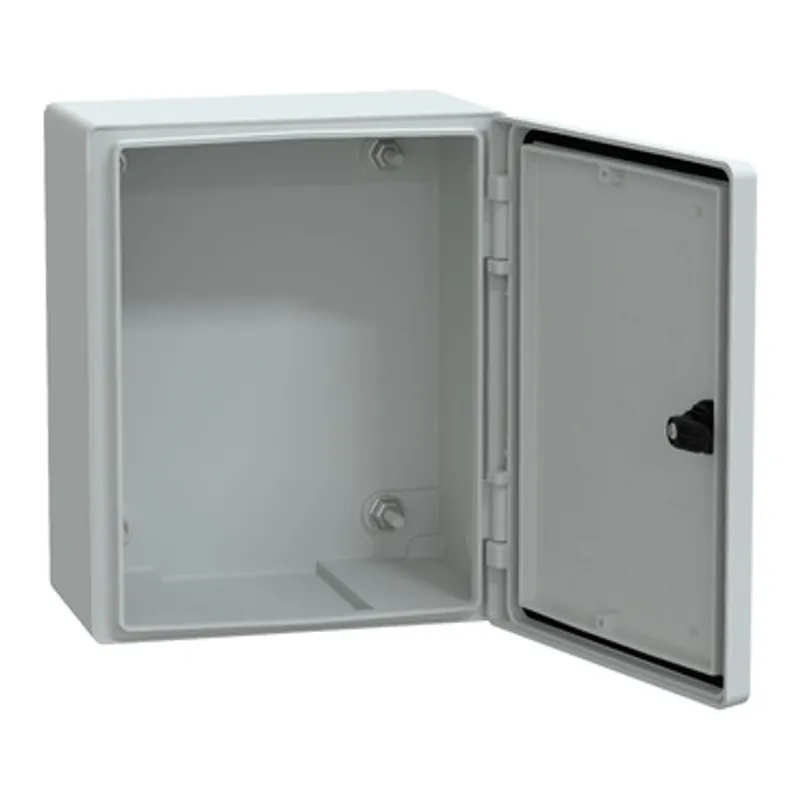 Wall mounted polyester enclosure, PanelSeT PLM, plain door, with bakelite plate, 308x255x160mm, IP66, IK10, RAL 7035 — photo 3 of 4