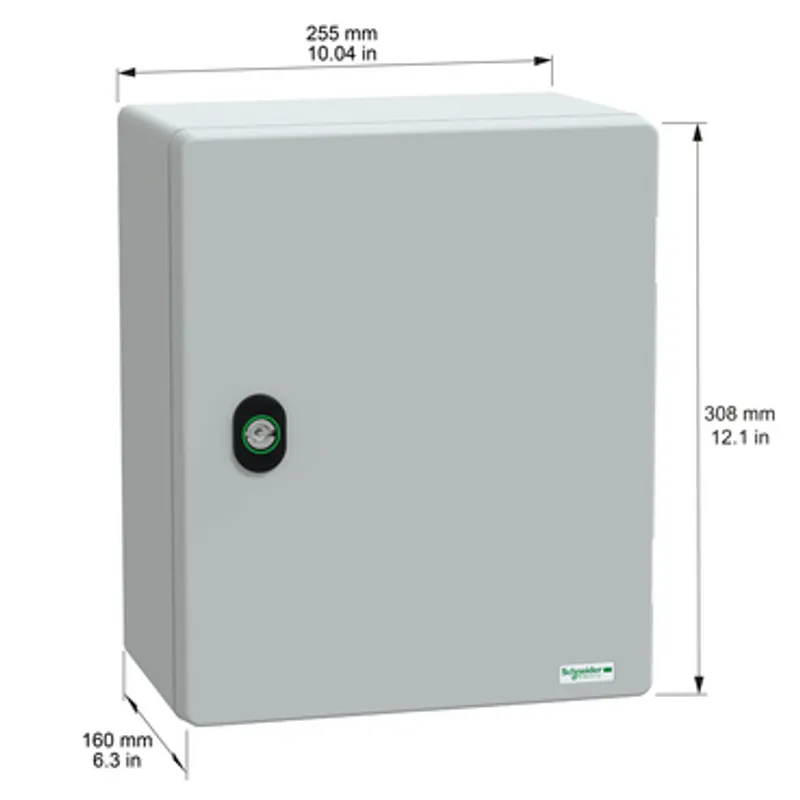 Wall mounted polyester enclosure, PanelSeT PLM, plain door, 308x255x160mm, IP66, IK10, RAL 7035 — photo 2 of 5