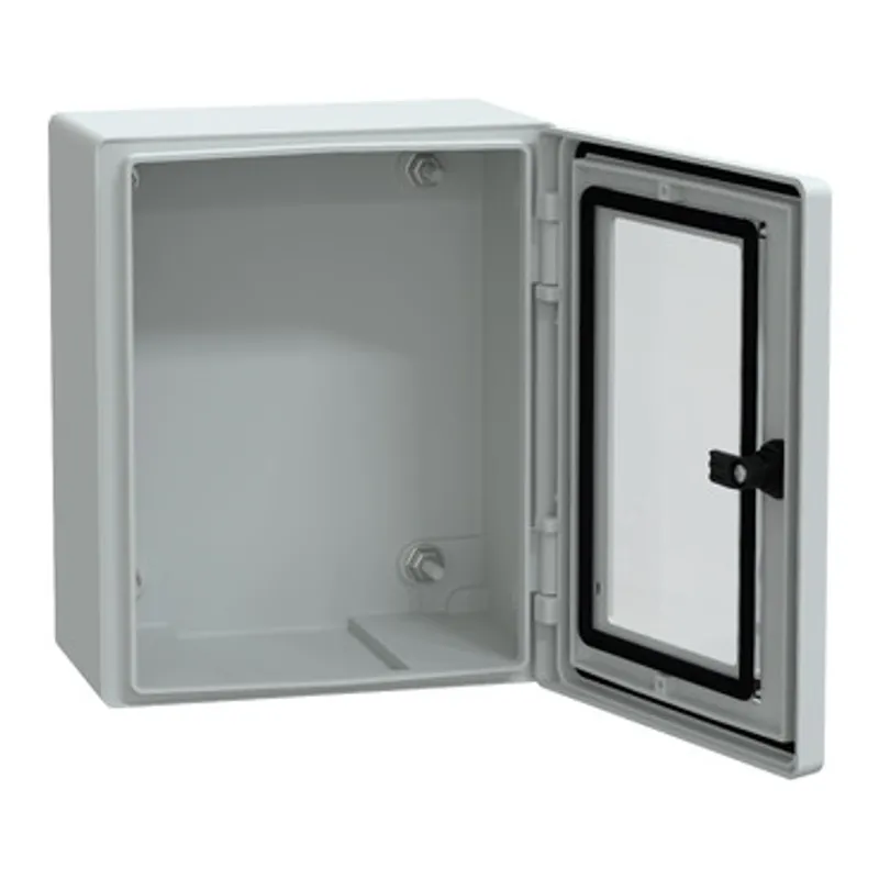 Wall mounted polyester enclosure, PanelSeT PLM, glazed door, 308x255x160mm, IP66, IK08, RAL 7035 — photo 3 of 5