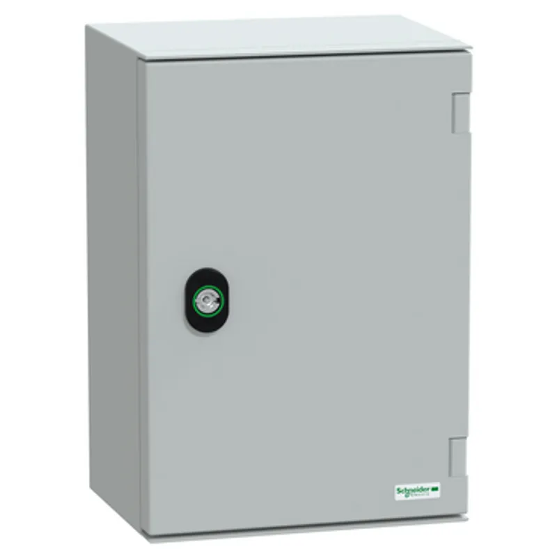 Wall mounted ABS + PC enclosure, PanelSeT PLM, plain door, with bakelite plate, 310x215x160mm, IP66, IK10, RAL 7035 — photo 1 of 2