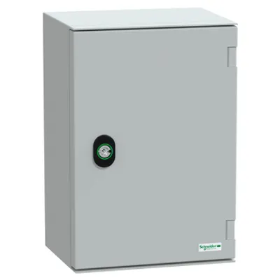 Wall mounted ABS + PC enclosure, PanelSeT PLM, plain door, with metallic plate, 310x215x160mm, IP66, IK10, RAL 7035