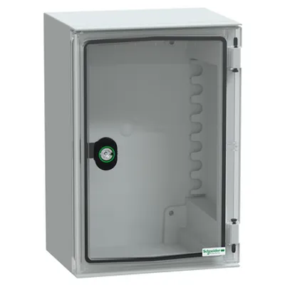 Wall mounted ABS + PC enclosure, PanelSeT PLM, glazed door, 310x215x160mm, IP66, IK10, RAL 7035
