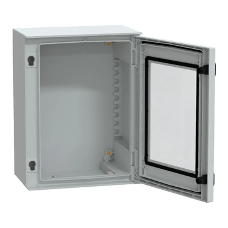 Wall mounted polyester enclosure, PanelSeT PLM, glazed door, 430x330x200mm, IP66, IK08, RAL 7035 — photo 7 of 9