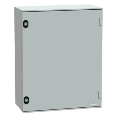 Wall mounted polyester enclosure, PanelSeT PLM, plain door, with bakelite plate, 530x430x200mm, IP66, IK10, RAL 7035