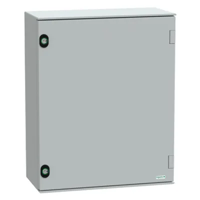 Wall mounted polyester enclosure, PanelSeT PLM, plain door, 530x430x200mm, IP66, IK10, RAL 7035