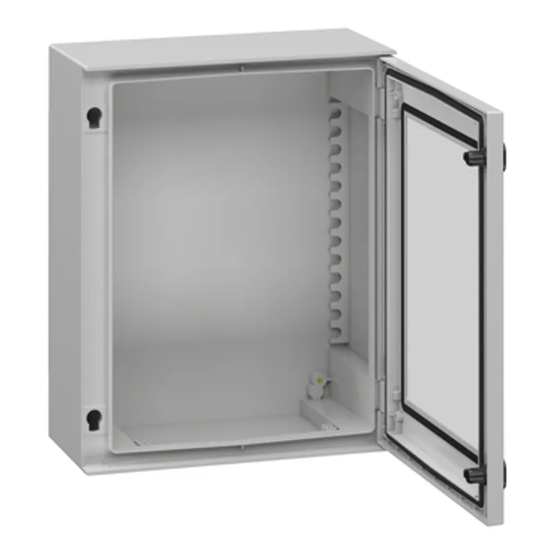 Wall mounted polyester enclosure, PanelSeT PLM, glazed door, 530x430x200mm, IP66, IK08, RAL 7035 — photo 4 of 10
