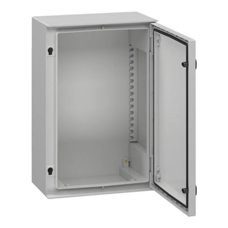 Wall mounted polyester enclosure, PanelSeT PLM, plain door, 647x436x250mm, IP66, IK10, RAL 7035 — photo 7 of 9