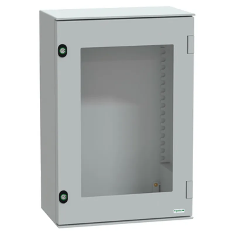 Wall mounted polyester enclosure, PanelSeT PLM, glazed door, 647x436x250mm, IP66, IK08, RAL 7035 — photo 1 of 10