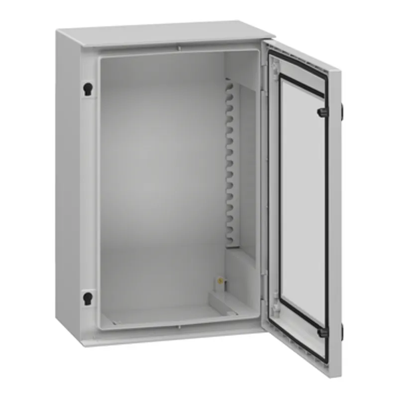 Wall mounted polyester enclosure, PanelSeT PLM, glazed door, 647x436x250mm, IP66, IK08, RAL 7035 — photo 5 of 10