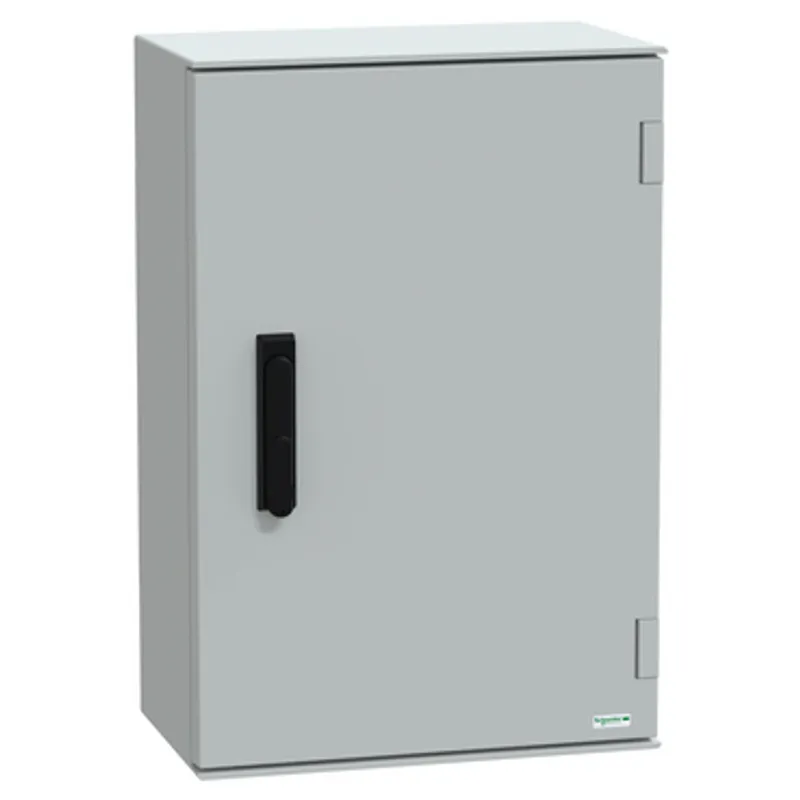 Wall mounted polyester enclosure, PanelSeT PLM, plain door, with handle, 647x436x250mm, IP66, IK10, RAL 7035 — photo 1 of 5