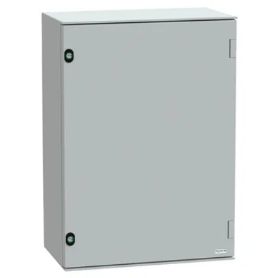 Wall mounted polyester enclosure, PanelSeT PLM, plain door, with metallic plate, 747x536x300mm, IP66, IK10, RAL 7035