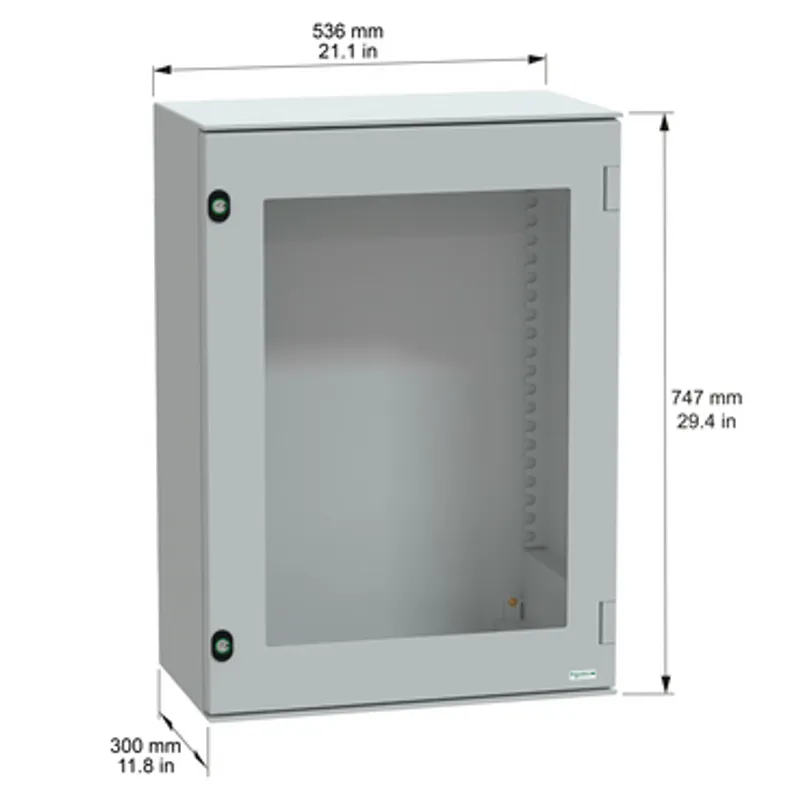 Wall mounted polyester enclosure, PanelSeT PLM, glazed door, 747x536x300mm, IP66, IK08, RAL 7035 — photo 2 of 11