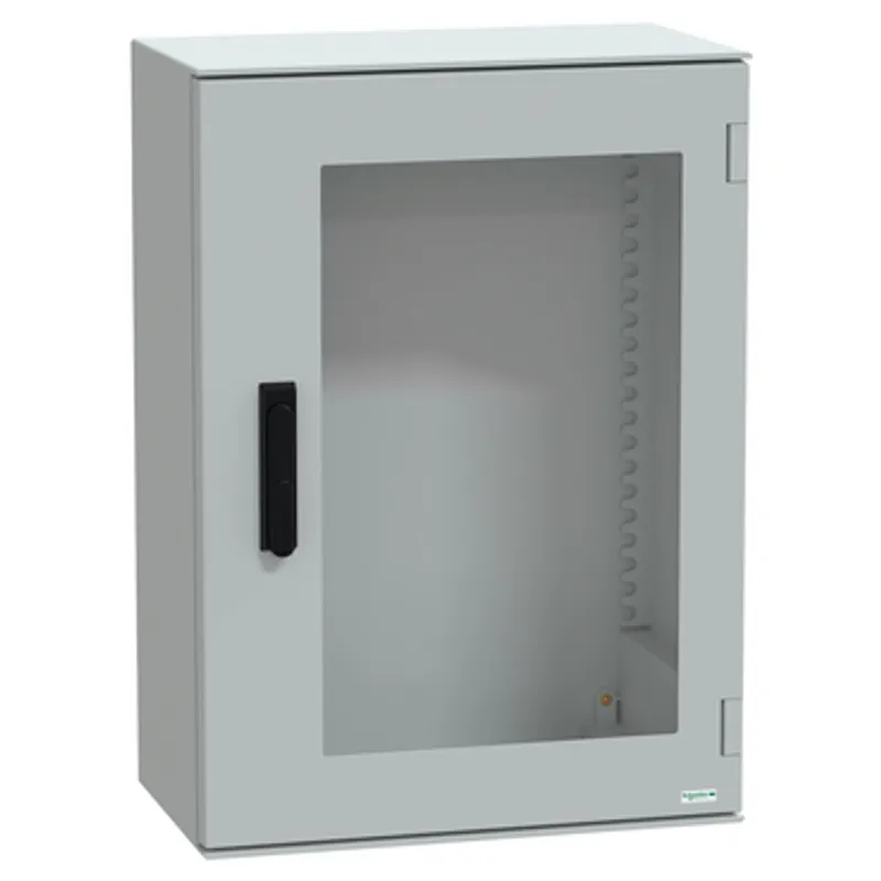 Wall mounted polyester enclosure, PanelSeT PLM, glazed door, with handle, 747x536x300mm, IP66, IK08, RAL 7035 — photo 1 of 6
