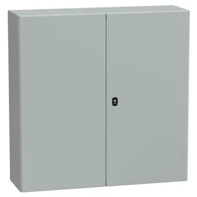 Wall mounted steel enclosure, PanelSeT S3D, double plain door, without mounting plate, 1000x1000x300mm, IP55, IK10