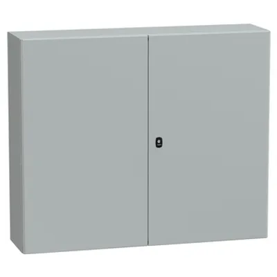 Wall mounted steel enclosure, PanelSeT S3D, double plain door, with mounting plate, 1000x1200x300mm, IP55, IK10