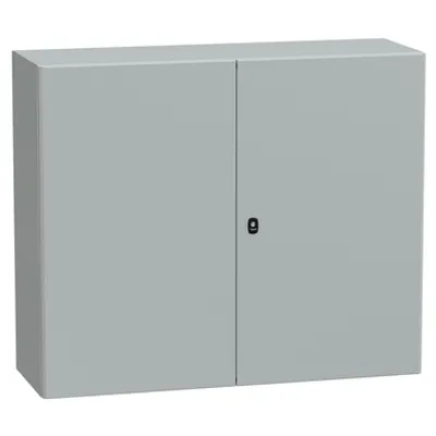 Wall mounted steel enclosure, PanelSeT S3D, double plain door, with mounting plate, 1000x1200x400mm, IP55, IK10