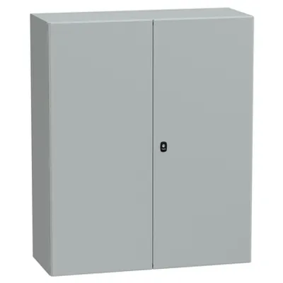 Wall mounted steel enclosure, PanelSeT S3D, double plain door, with mounting plate, 1200x1000x400mm, IP55, IK10